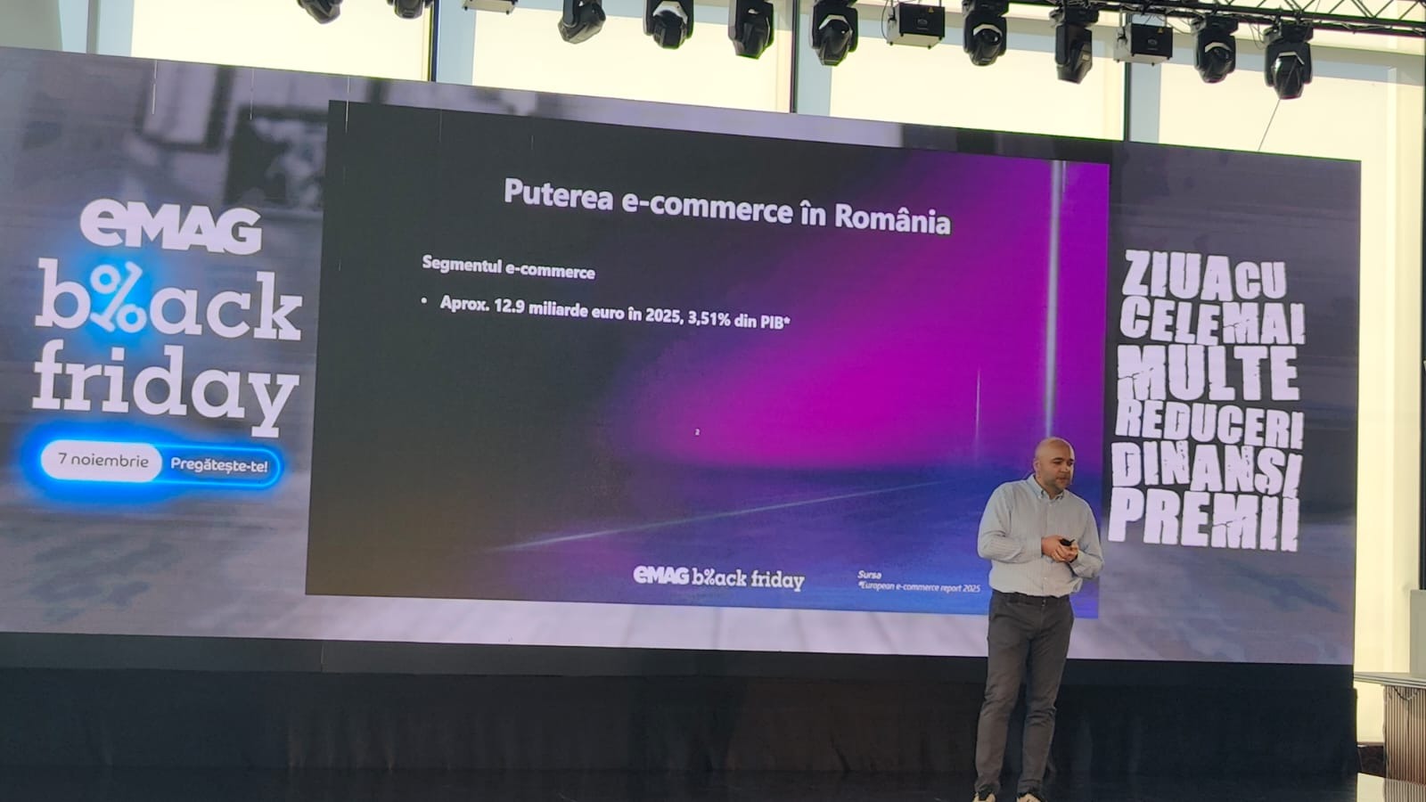 Black Friday la eMAG se ține pe 7 noiembrie; vin reduceri la energie, bilete la concerte, streaming, aur și inclusiv carne de porc