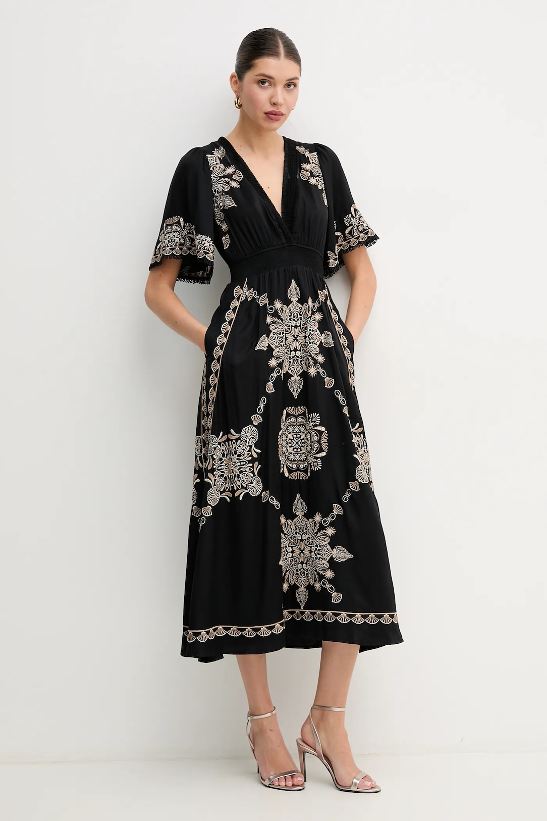 BF EXPRESS: Rochia midi evazat <b>Hale BOB Katalina</b>, n negru,
