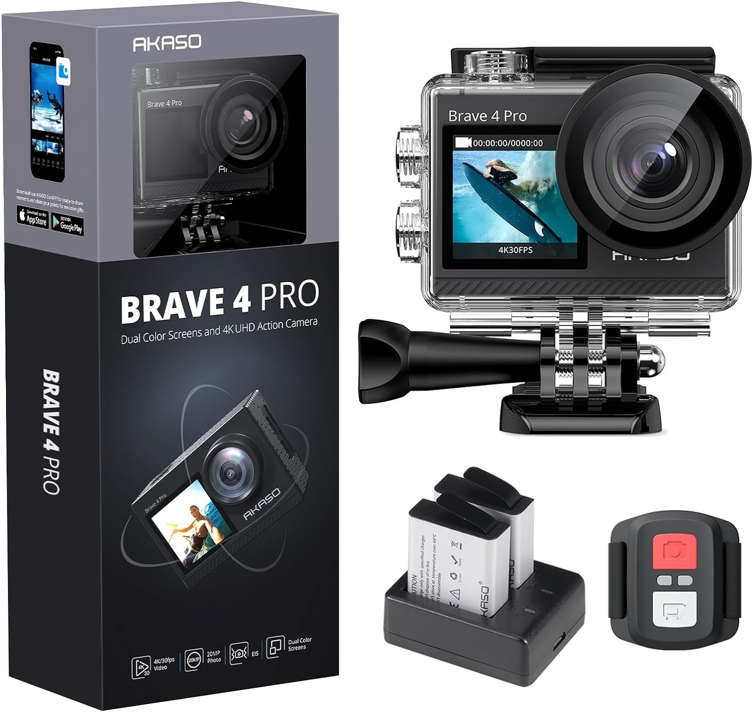 BF EXPRESS: Camera de aciune <b>AKASO Brave 4 Pro</b>, cu filmare 4K,