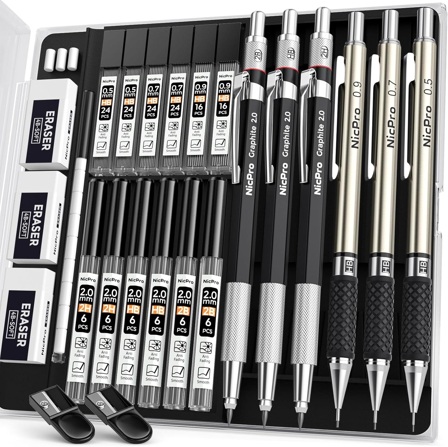 BF EXPRESS: Setul Nicpro cu <b>6 creioane mecanice metalice</b> este