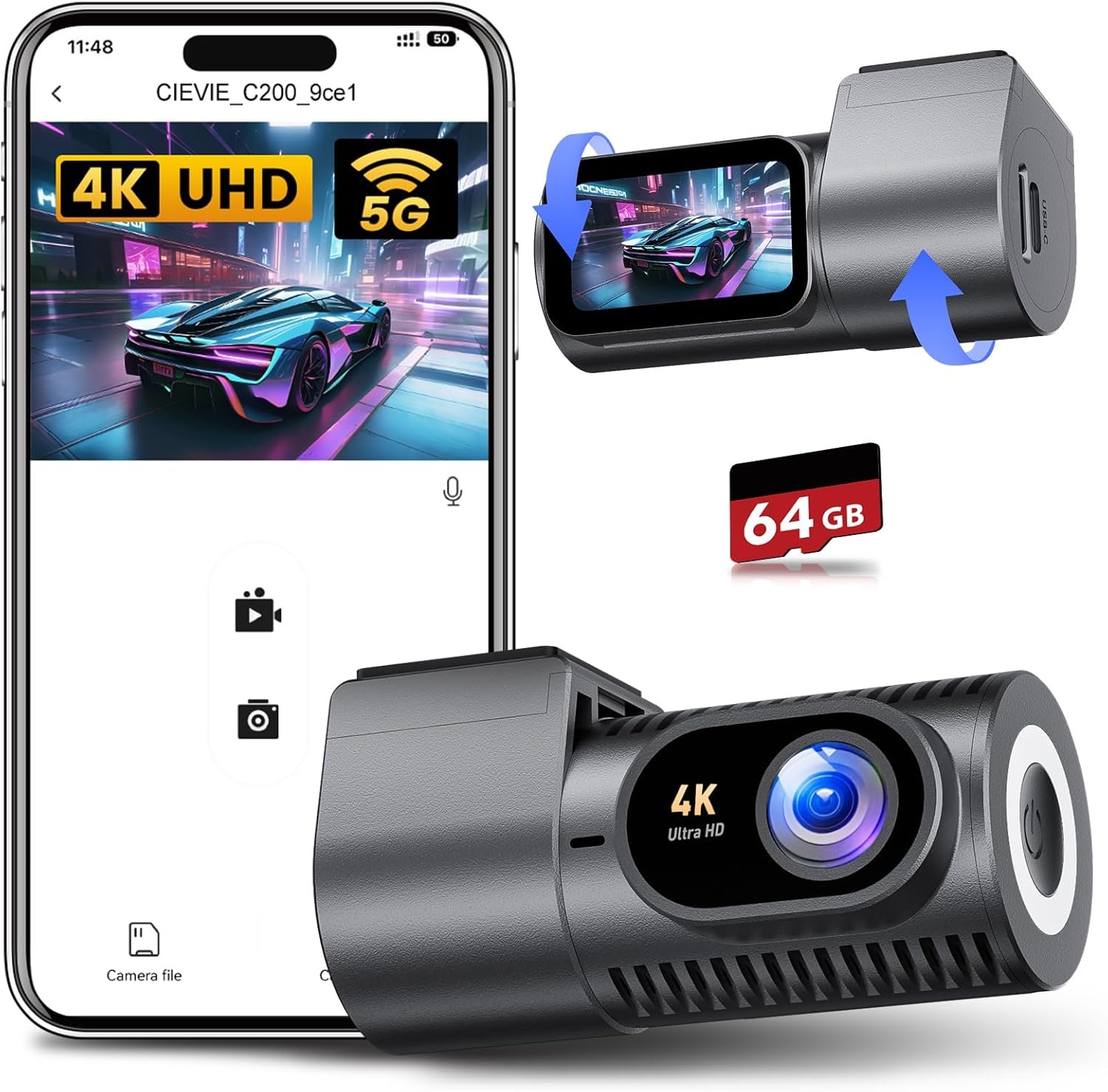 BF EXPRESS: <b>Camera auto</b> CIEVIE Dash Cam C200, cu filmare 4K, WiFi