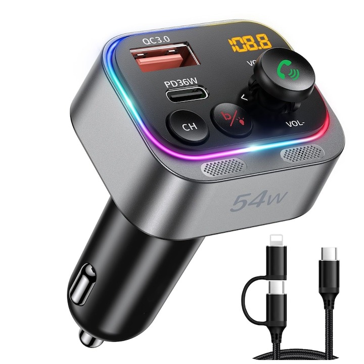 BF EXPRESS: <b>Modulatorul FM auto </b>LUVLU cu Bluetooth 5.3, sunet