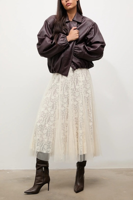 BF EXPRESS: <b>Fusta maxi evazat Answear.LAB</b>, n culoarea bej,